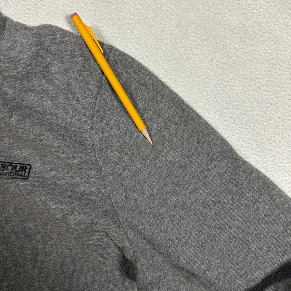 Barbour International Quarter Zip Sweatshirt Women XL Grey Logo Pullover MQL0255 - Picture 6 of 7